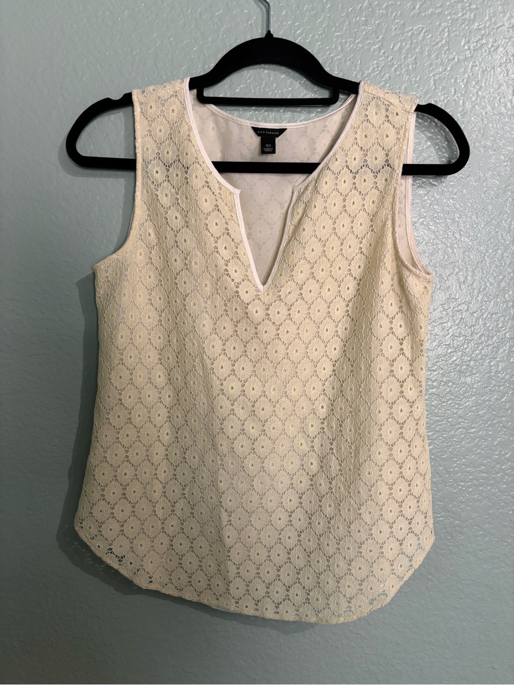 Ann Taylor Cream Lace V-Notch Sleeveless Camisole